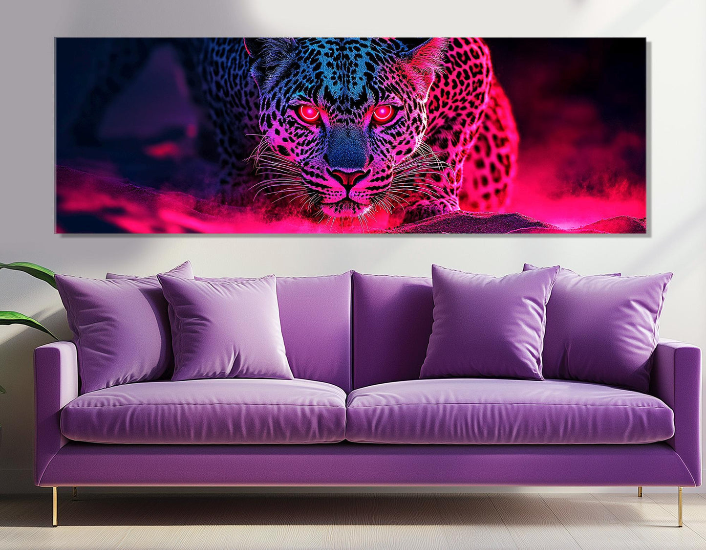 Leopard Canvas Print – Large Animal Wall Art | Abstract Hunting Leopard Poster