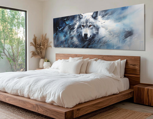 Majestic Wolf Canvas Print – Large Framed Wolf Artwork | Soft Tones Poster