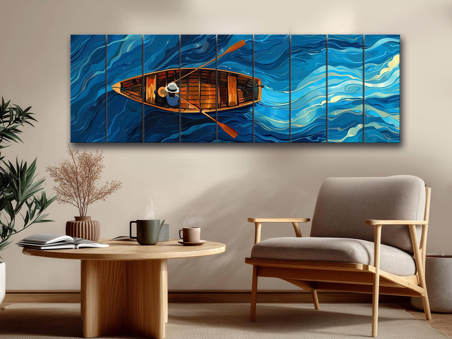 Wood Wall Art - Colorful Couple Print on Natural Wood Planks | Ready to Hang