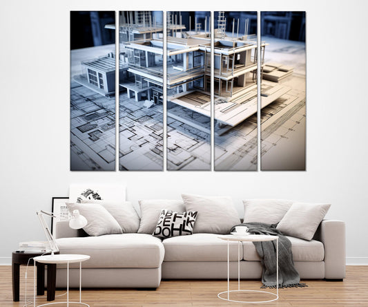 Architect Wall Decor, Architect Gift, Modern Architect Canvas Print, Architect Wall Art, Framed and Ready to Hang