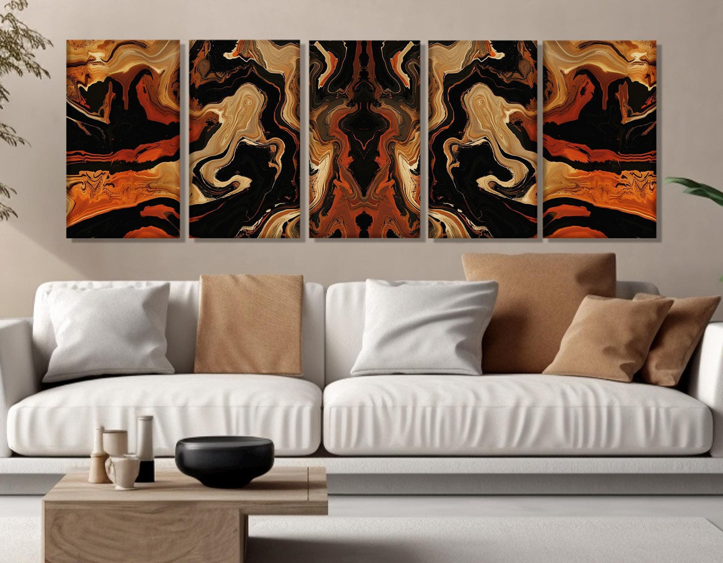 Dark Wooden Canvas Print – Large Abstract Brown Tones Artwork | Ready to Hang