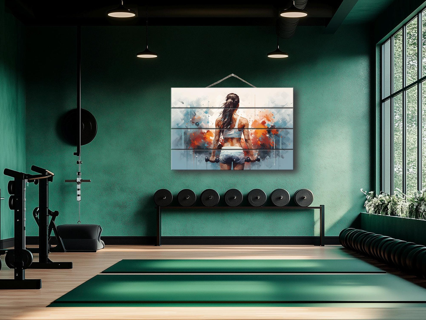 Women Workout Motivation Wooden Fitness Print – Natural Wood Wall Art, Gym Decor