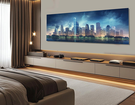 Houston Skyline Canvas - Large Cotton Canvas Print With Gallery Wrapped Frame