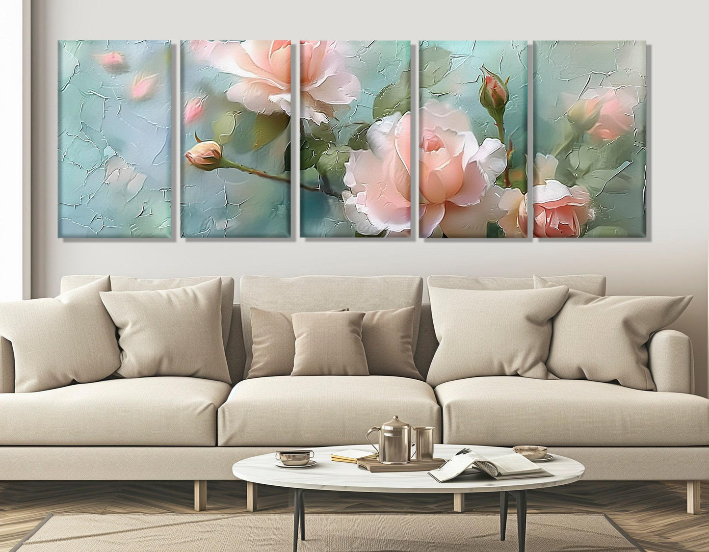 Roses Canvas Print – Impressionist Wall Art | Soft Colors Rose Framed Decor