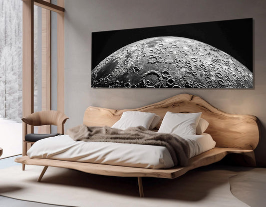 Moon Canvas Print – Large Black and White Art | Framed Floating Frame, Ready to Hang