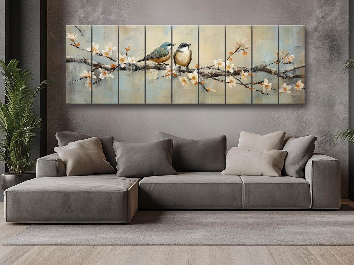 Rustic Wood Wall Art | Nature Wall Decor with Birds Print on Wood Planks, Fade Resistant