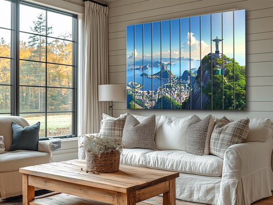 Rio De Janeiro Wall Art - Rustic Wood Plank Artwork Featuring Christ the Redeemer