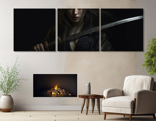 Samurai Woman Canvas Print - Japanese Wall Art | Framed & Ready to Hang