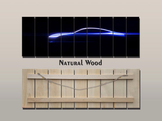 Minimalist Sports Car Silhouette Printed on Wood - Vehicle Wall Art