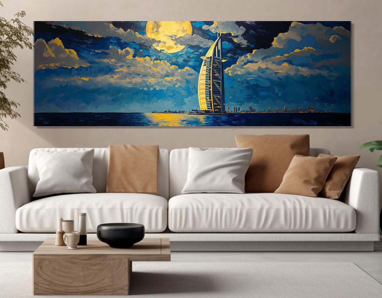 Dubai Canvas Print - Abstract Dubai Skyline Painting | Framed Cityscape Wall Art
