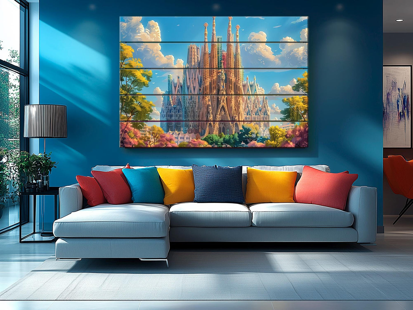 Sagrada Familia Wall Art – Natural Wood Print | Barcelona Skyline Decor