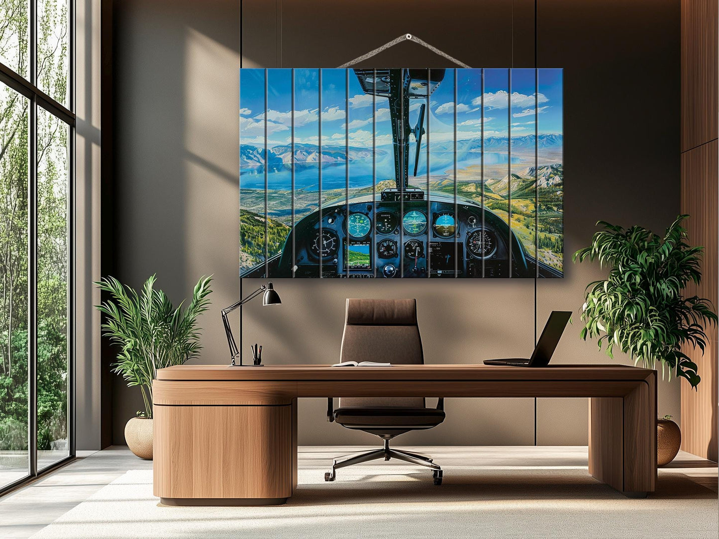 Airplane Cockpit Wall Art - Wood Wall Decor | Aircraft Cockpit Poster Print on Wood