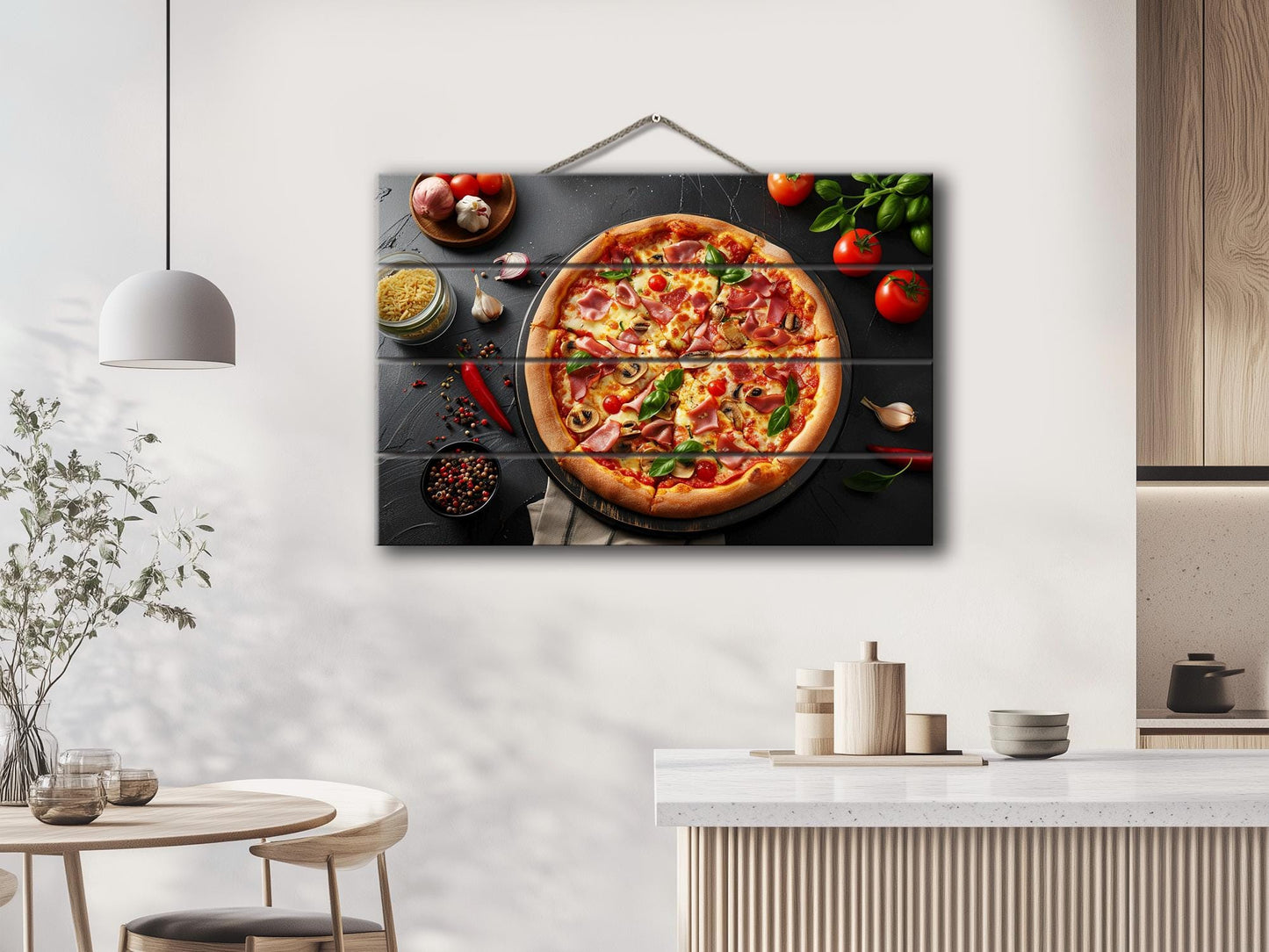 Pizza Wall Art - Rustic Wood Plank Artwork | Kitchen Wall Art & Pizzeria Decor