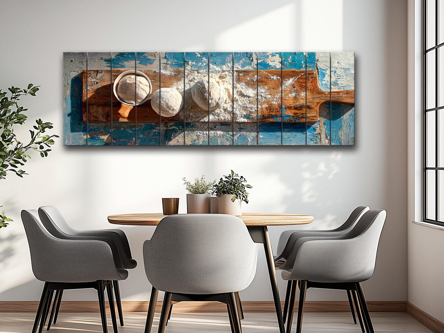Rustic Kitchen Wall Art – Farmhouse Wood Plank Baker Print with Natural Texture
