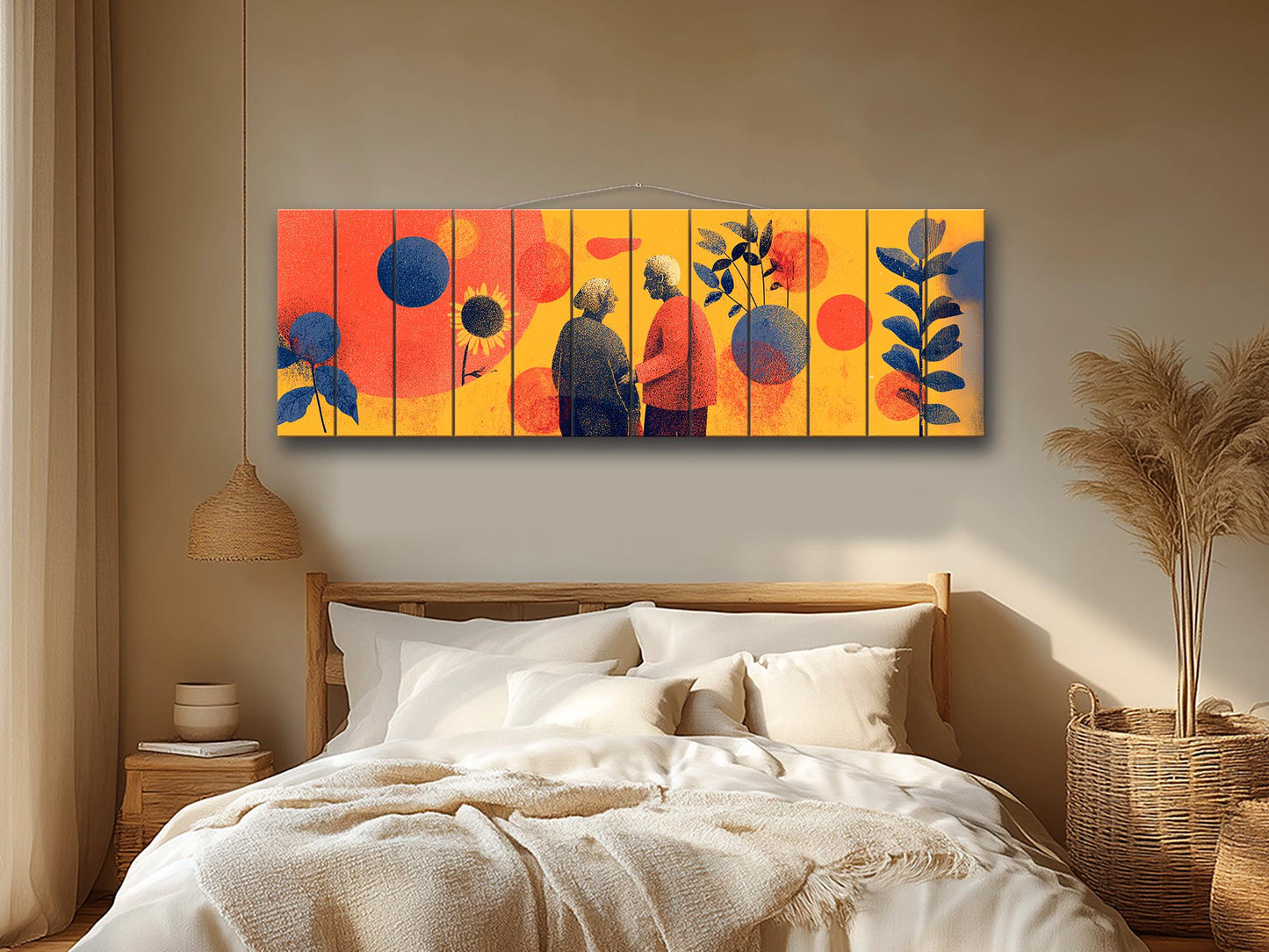 Elderly Couple Print on Wood, Emotional Age Support Wall Art