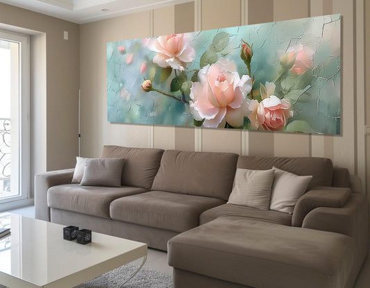 Roses Canvas Print – Impressionist Wall Art | Soft Colors Rose Framed Decor