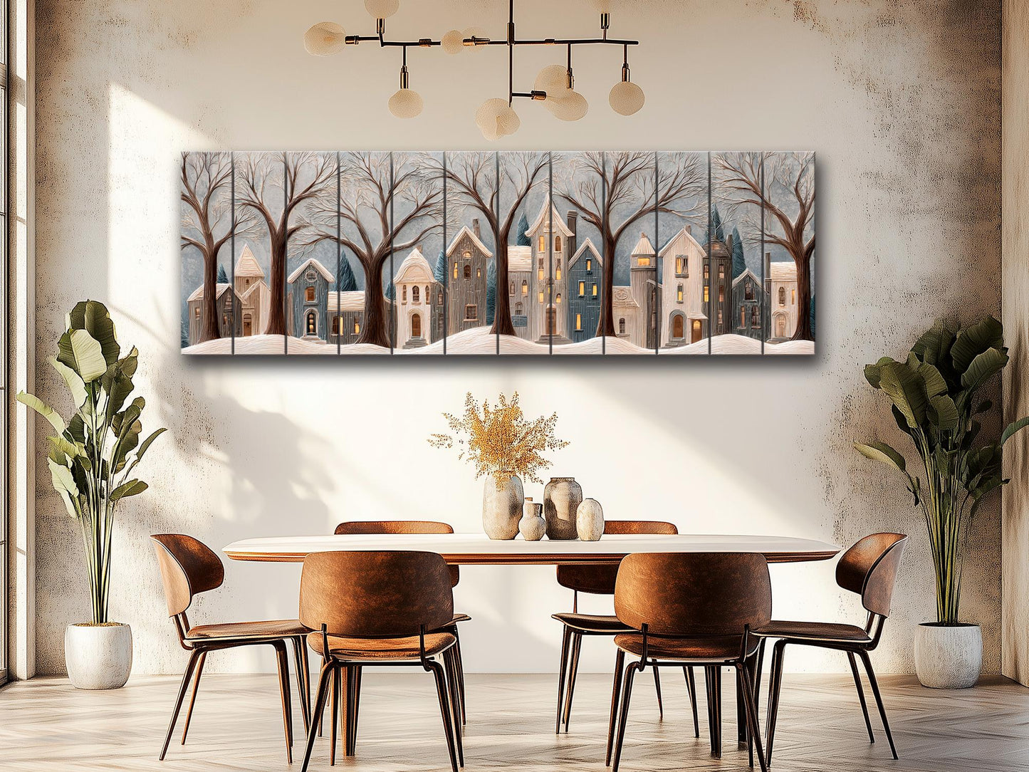 Winter Village Wood Art - Rustic Wood Decor | Seasonal Wooden Wall Art