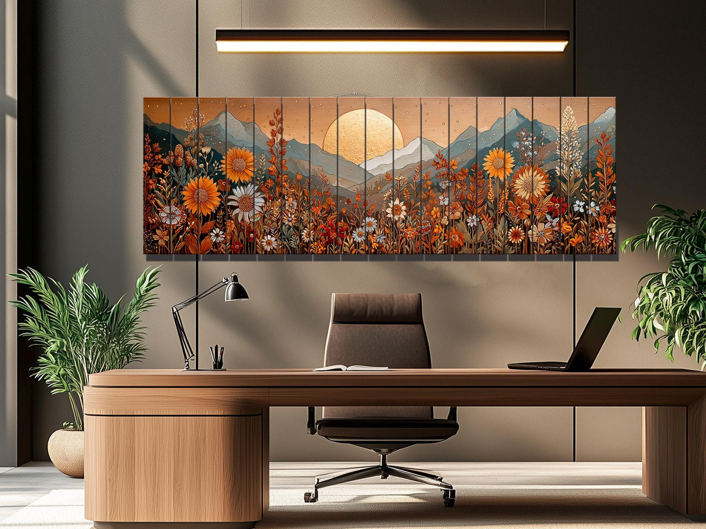 Wood Landscape Print – Earthy Wildflower Art | Rustic Wall Decor on Wood Panel