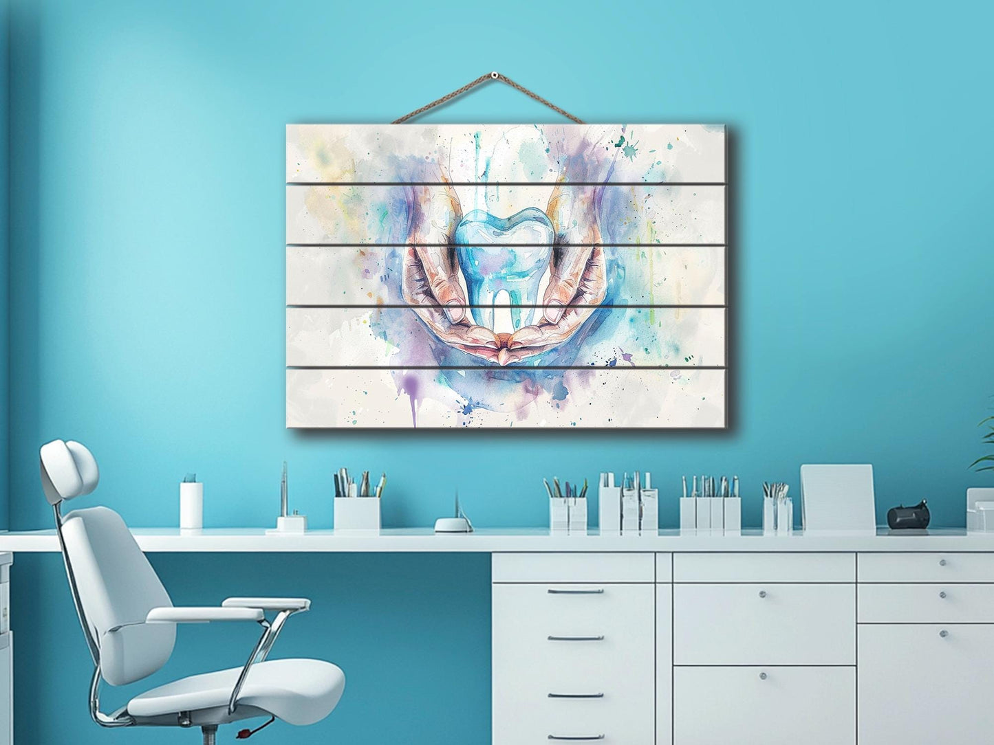 Dentistry Wall Art Printed on Natural Wood, Dentist Gift, Tooth Print, Dentist Office Decor, Stomatology Wall Art, Wood Wall Art