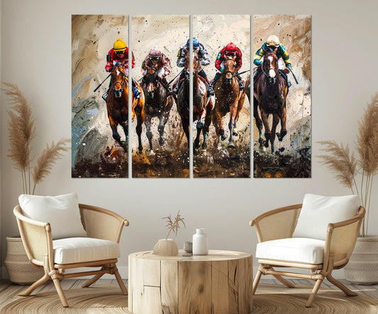 Horse Racing Canvas Print - Framed Cotton Canvas Art, Kentucky Derby Wall Decor