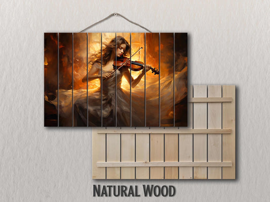 Wood Wall Art - Abstract Violinist Print on Smooth Linden Wood | Musician Gift
