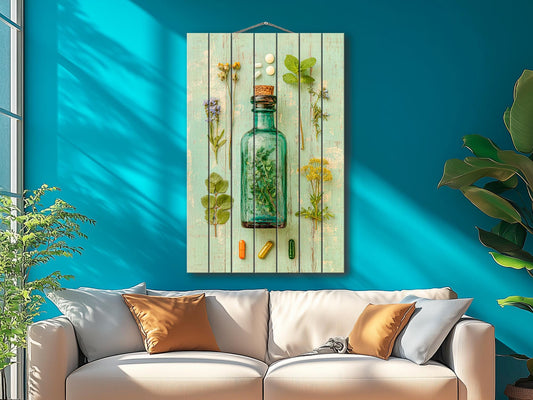 Rustic Wood Wall Art – Vintage Apothecary Decor | Handcrafted Wooden Plaque
