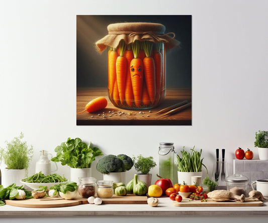 Kitchen Wall Decor – Funny Kitchen Print Pickled Vegetables Art Framed Canvas Print