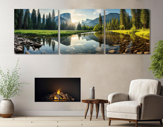 Yosemite Valley Canvas Print – Large Scenic Mountain Art | Framed Canvas Ready to Hang