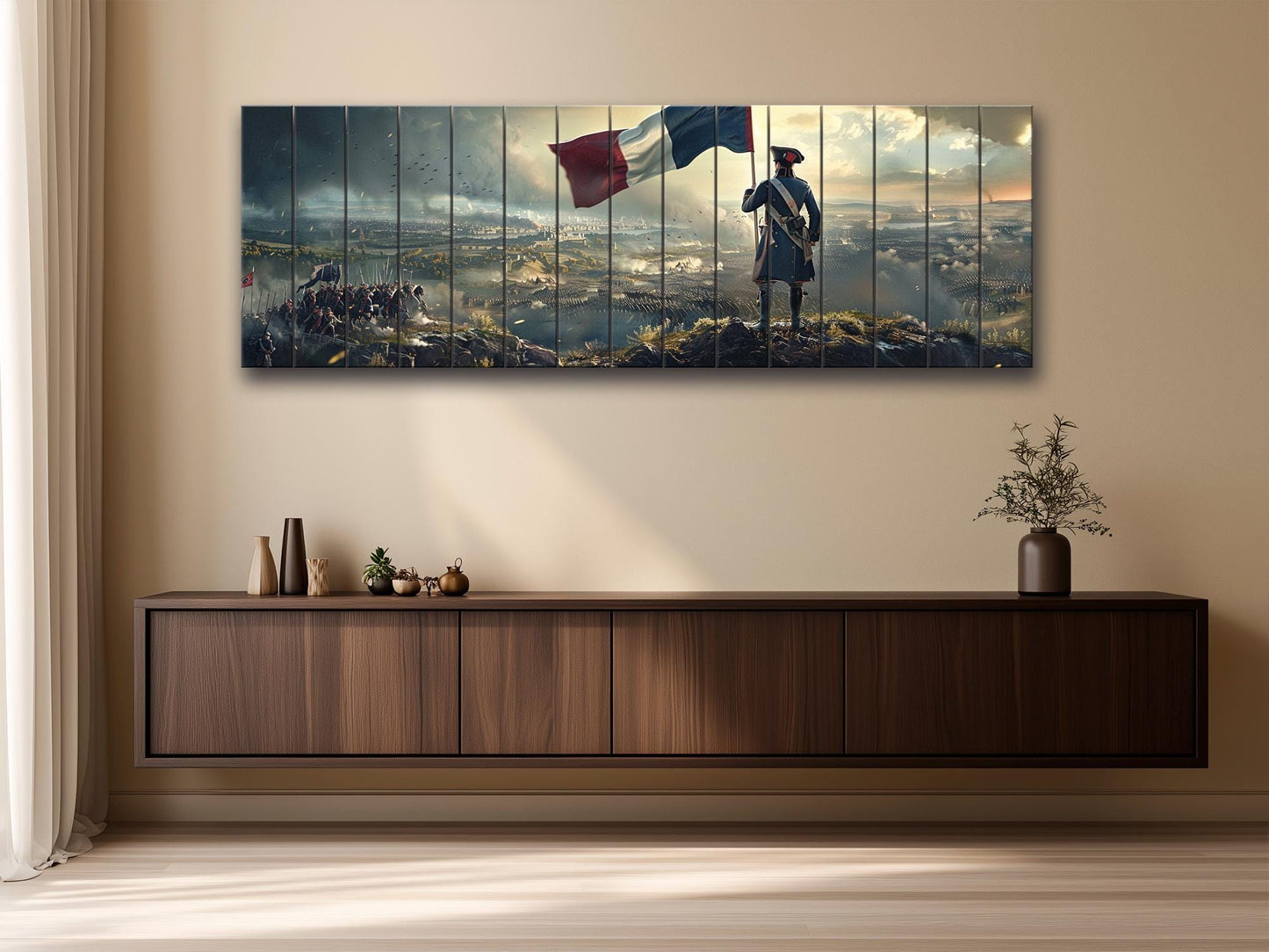 Napoleon Wood Art – Historical Wall Art on Natural Wood Print with French Flag