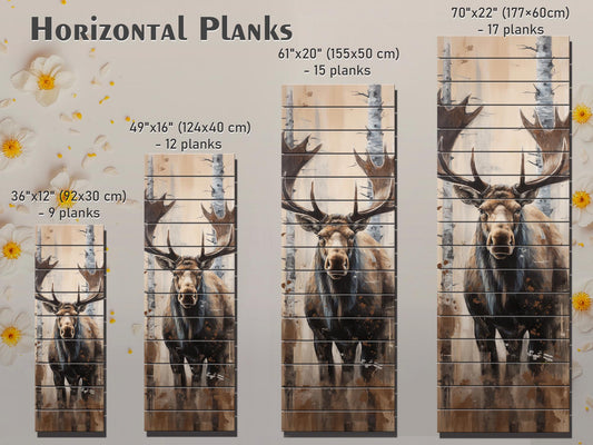 Rustic Moose Art Wood Wall Decor – UV Printed Natural Wood Plank Art