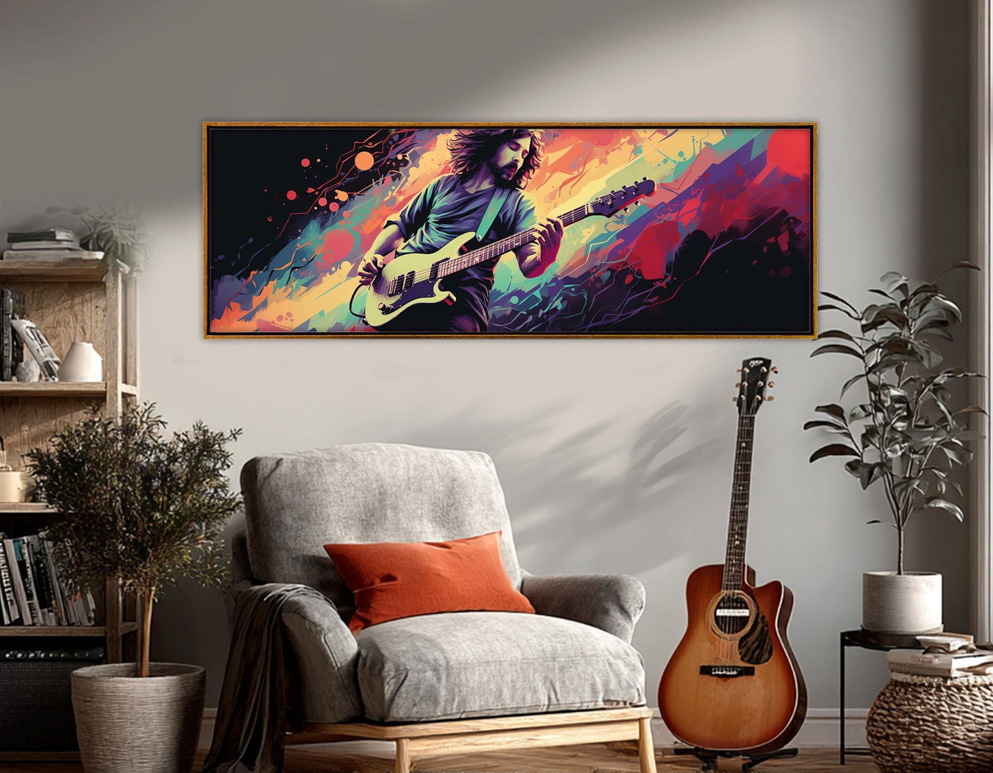 Pop Art Guitar Canvas - Abstract Guitar Painting | Framed Ready to Hang Wall Art
