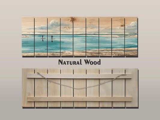 Paddle Boards Wall Art – Minimalist Coastal Wood Print for Beach House Decor