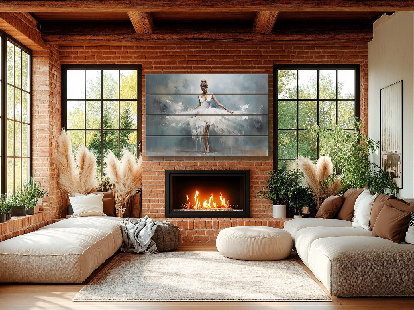Rustic Wood Wall Art – Dancing Ballerina Painting on Natural Wood Planks