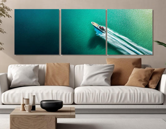 Aerial Seascape Canvas Print – Framed Cotton Canvas | Nautical Wall Art Ready to Hang