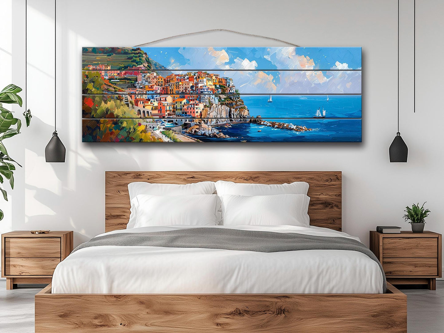 Cinque Terre Wall Art - Manarola Wood Print | Natural Wood Decor, Ready to Hang