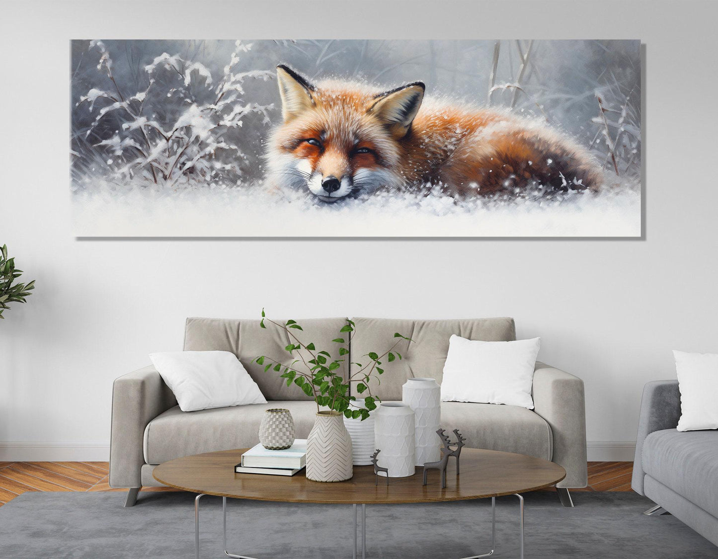 Fox Canvas Print – Cute Winter Forest Art | Framed Fox Painting, Ready to Hang