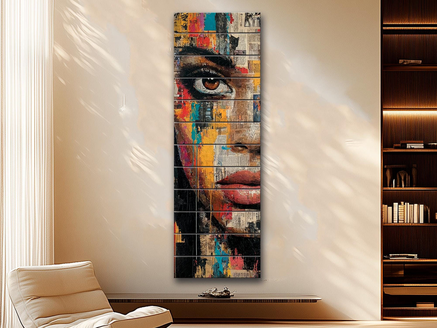 Abstract Expressionism Portrait | Black Woman Wood Wall Art – Mixed Media Print