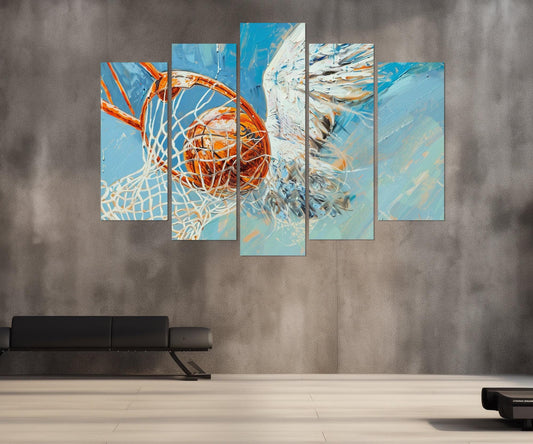 Abstract Basketball Painting – Framed Basketball Wall Art Canvas Print Ready to Hang