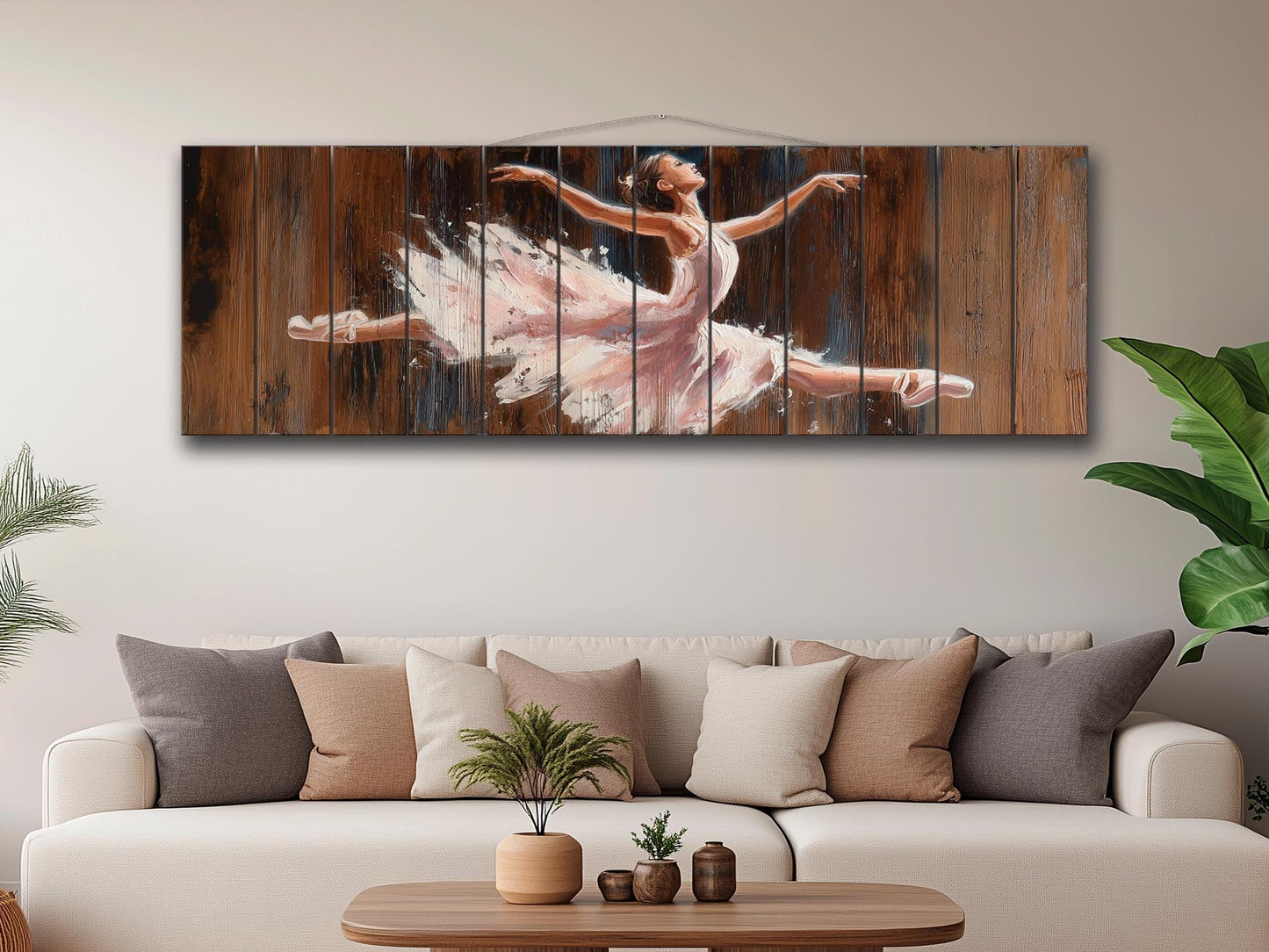 Wood Wall Art - Graceful Ballerina in Expressive Motion Print on Wood, Ballerina Painting, Ballet Wall Art, Ballet School Wall Decor