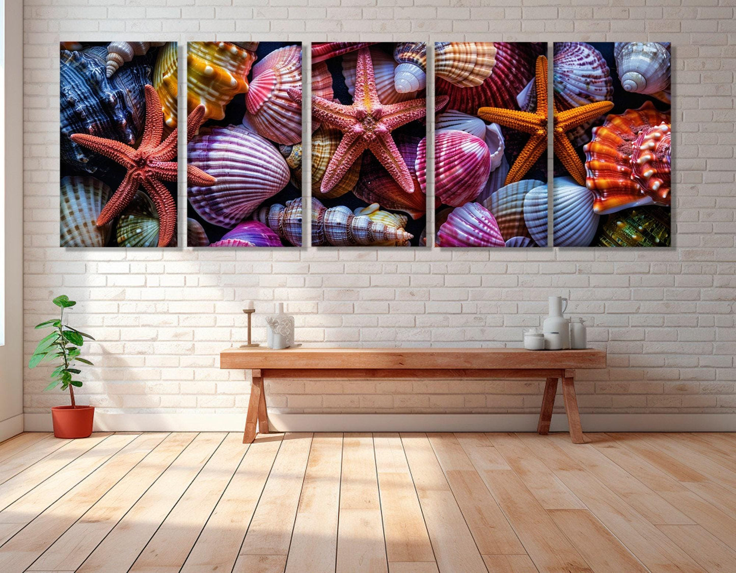 Sea Shells Canvas Print – Framed Floating Frame | Underwater Wall Art Decor