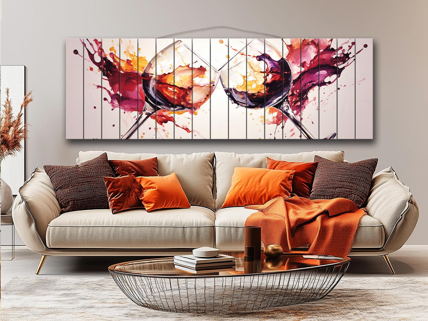 Wood Wall Art – Rustic Wine Glass Wall Decor Printed on Wood Planks, Ready to Hang