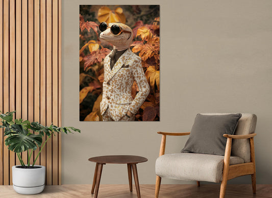 Gecko Canvas Print – Funny Gecko Wall Art | Framed & Ready to Hang, Party Wall Decor