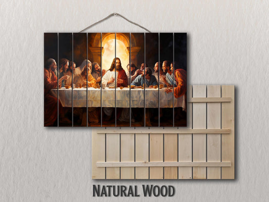 Last Supper Wood Art – Rustic Christian Wall Art Printed on Wood Planks
