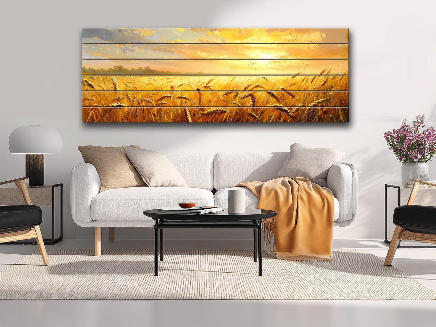 Wood Wall Art – Rustic Farmhouse Wall Art | Golden Wheat Field Print on Wood