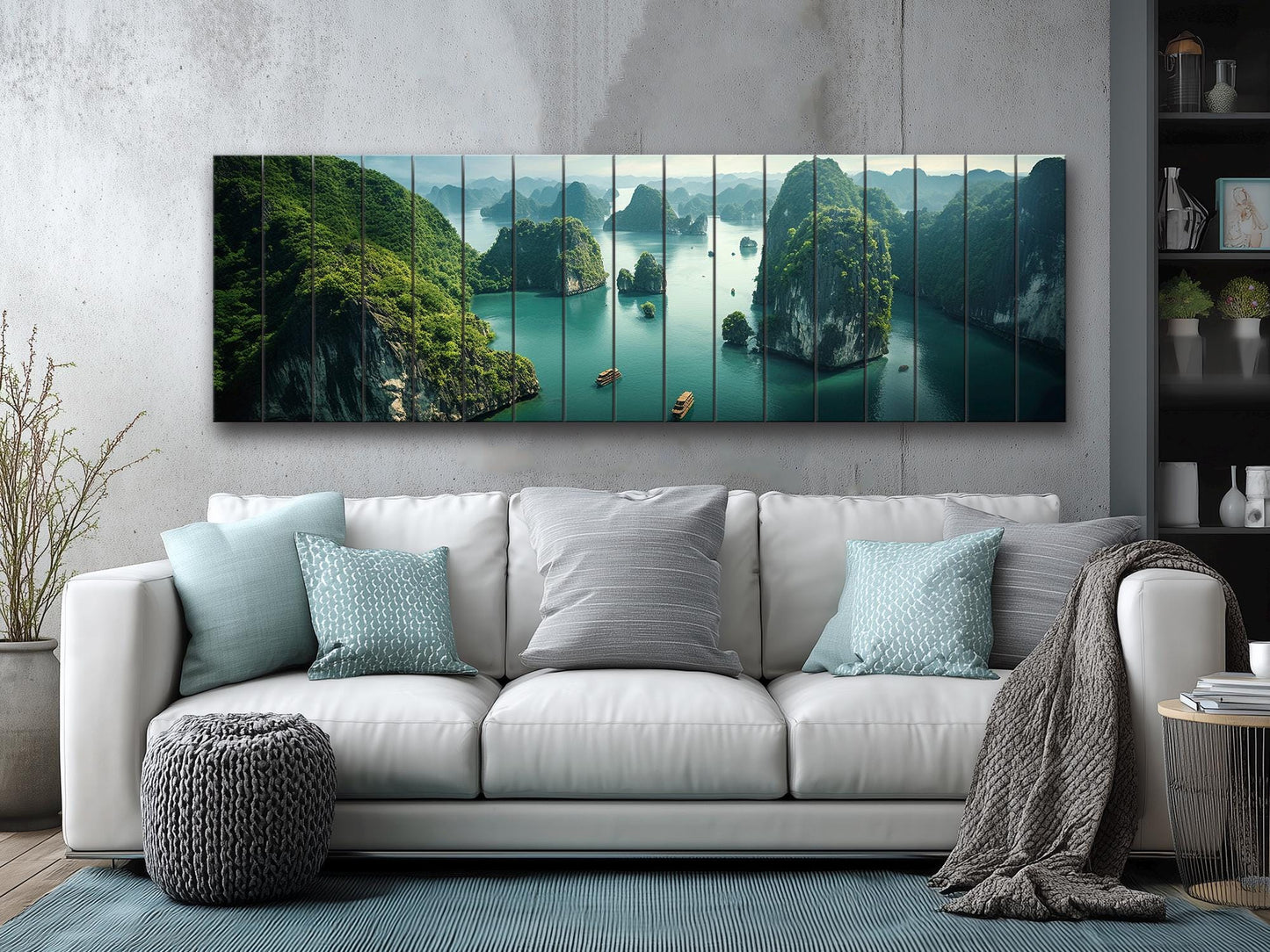 Vietnam Wood Wall Art – Large Hạ Long Bay Decor | Rustic Wood Wall Print