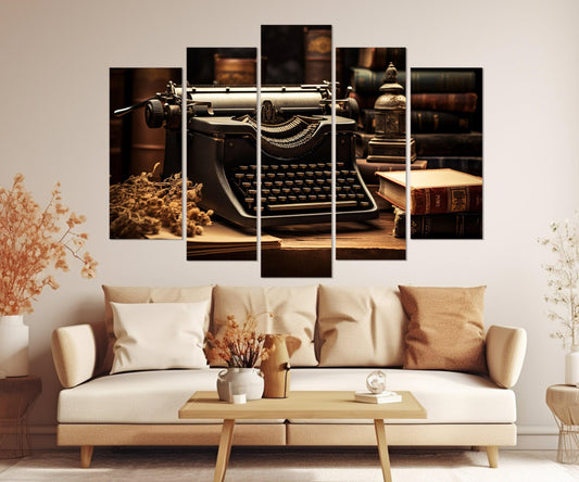 Vintage Typewriter Canvas - Framed Cotton Print | Ready to Hang Writer Gift