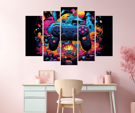 Gaming Wall Art - Abstract Gamepad Canvas Print | Ready to Hang Gamer Gift