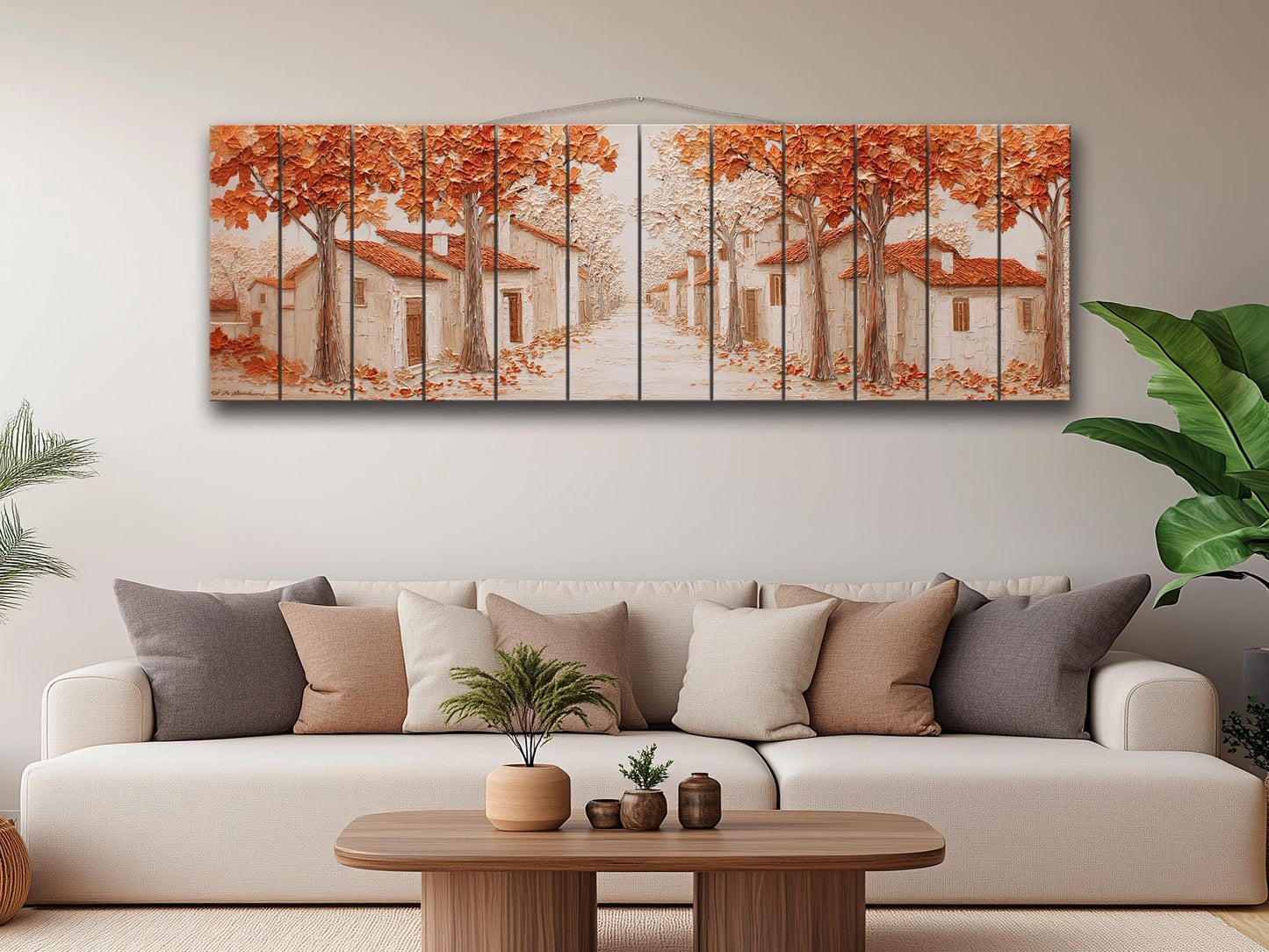 Autumn Lane Wood Art – Rustic Wood Decor With Textured Leaf Relief & Warm Copper Tones