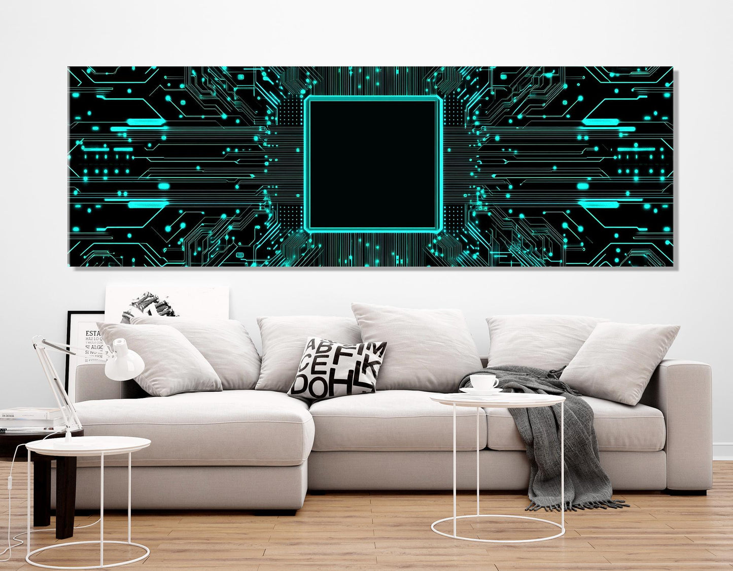 Minimalist Microcircuit Canvas – Abstract Tech Poster | High Quality Cotton Canvas Art