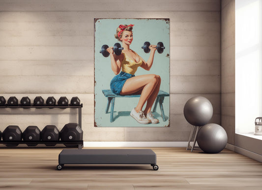 Vintage Fitness Canvas Print – Retro Gym Wall Art with Cotton Canvas